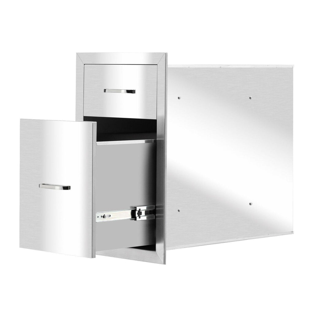 Steel BBQ Double Door Drawer Access Outdoor Kitchen 20x13x20" US