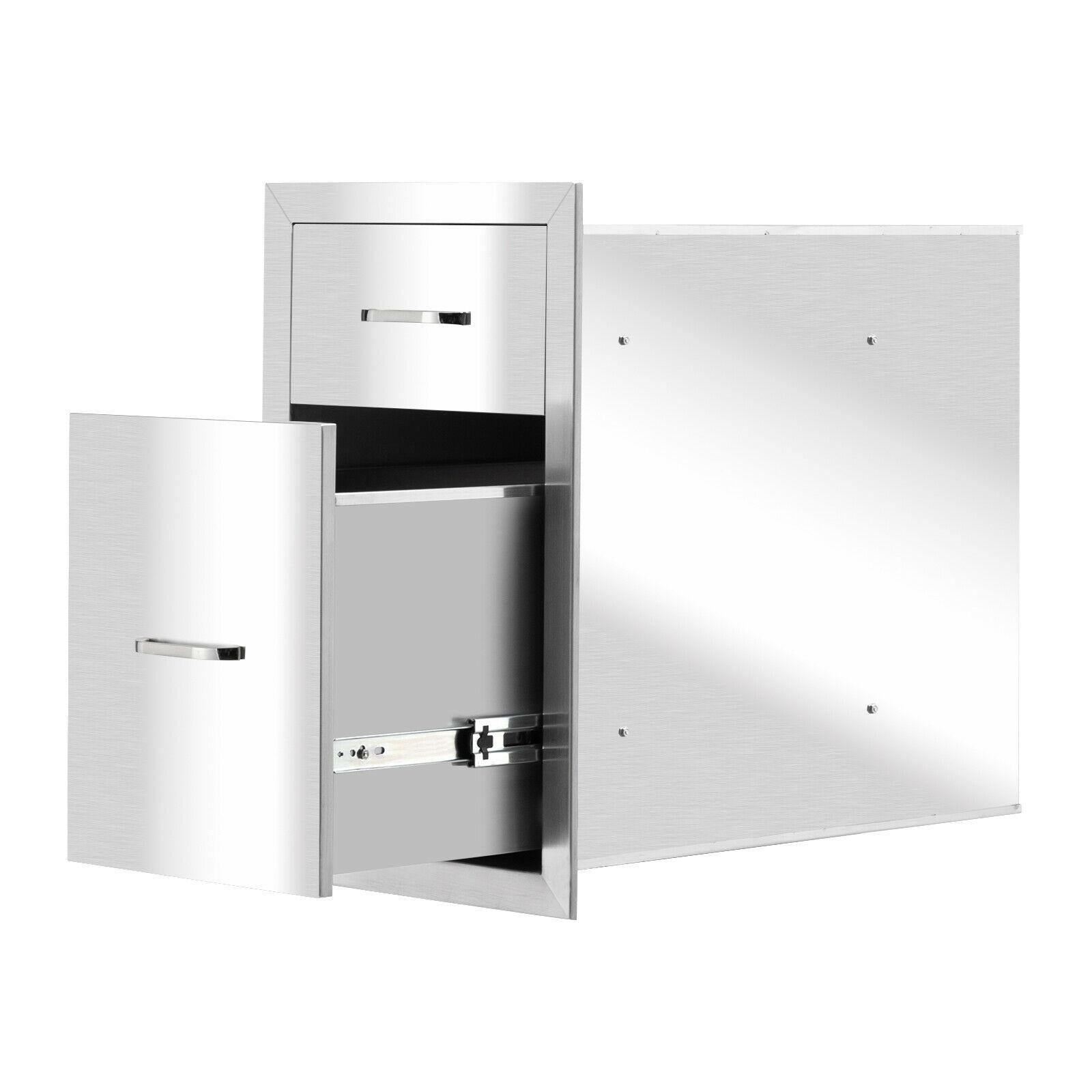 Steel BBQ Double Door Drawer Access Outdoor Kitchen 20x13x20" US