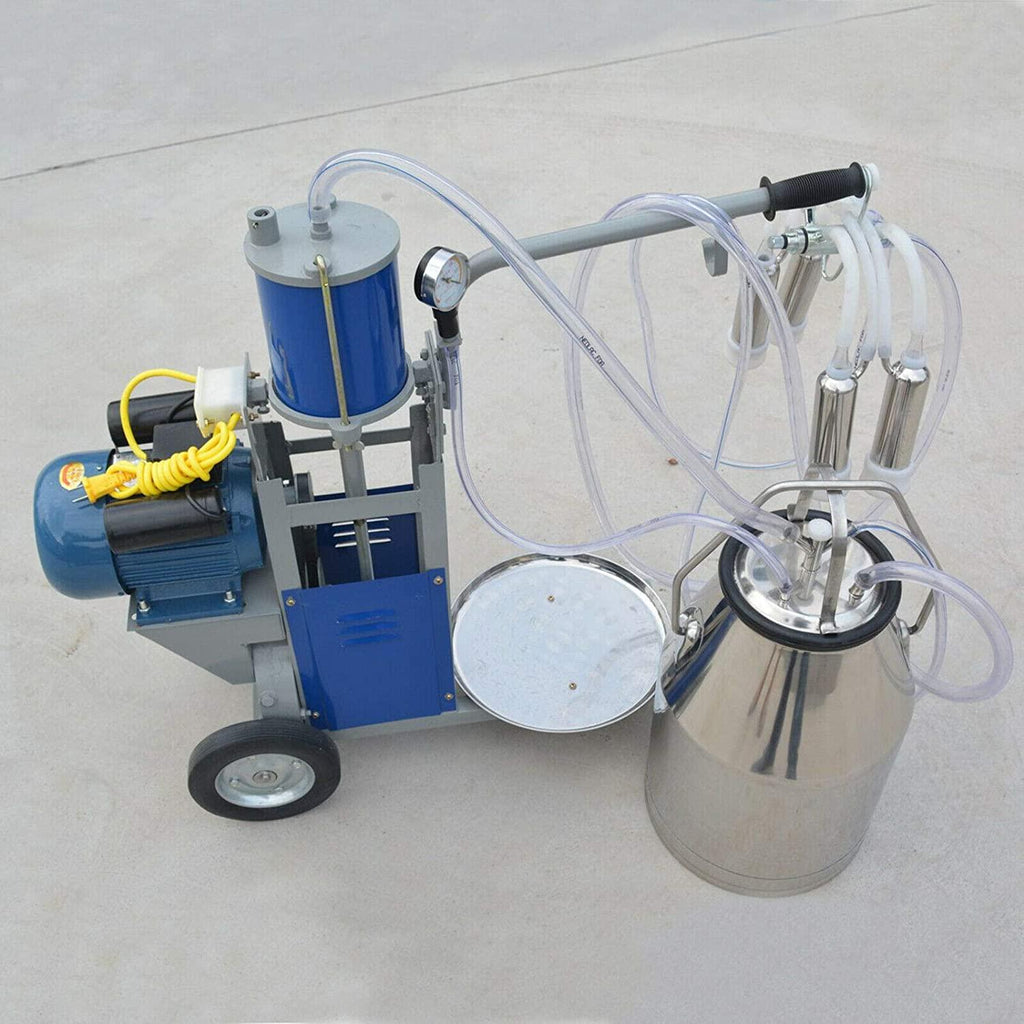 TBVECHI MilMachine, 25L Electric MilMachine Piston Vacuum Pump MilPump with Bucket,  Steel Cow MilMachine MilEquipment Milker Machine