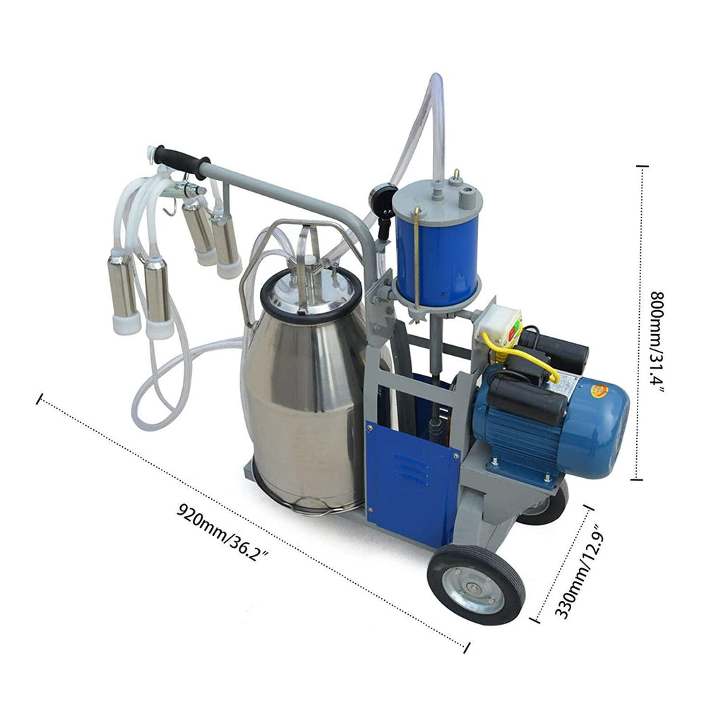 TFCFL Electric MilMachine, 25L 1440 RPM MilMachine Piston Vacuum Pump MilPump,MilEquipment with  Steel Bucket Single Cow MilMachine (Style1)