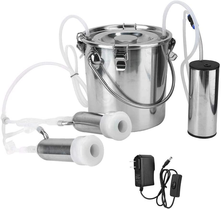 HEEPDD 5L Electric MilMachine Kit, Minitype Portable  Steel Double Head Milker Machine Household Electric Sheep Goat Cow MilMachine (for Cow US Plug)