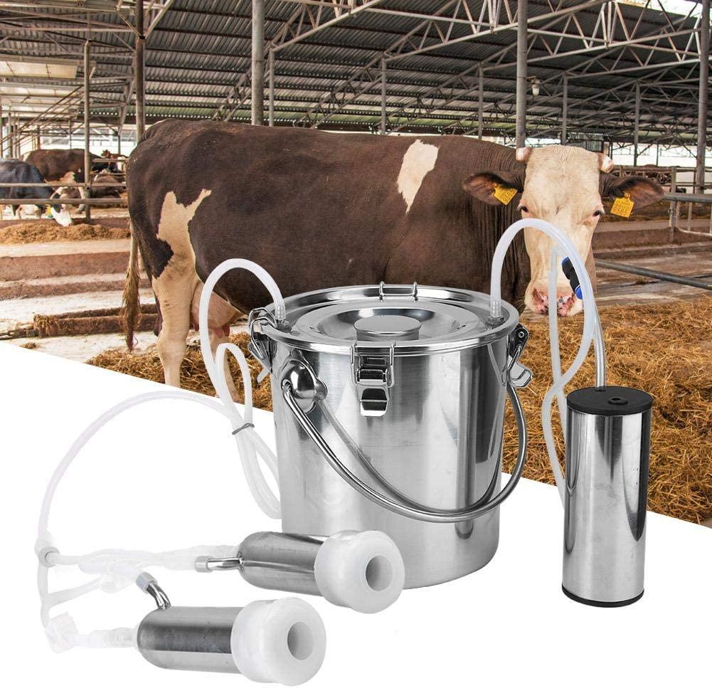 5L Electric MilMachine Kit, Household Electric Sheep Goat Cow MilMachine Minitype Portable  Steel Double Head Milker