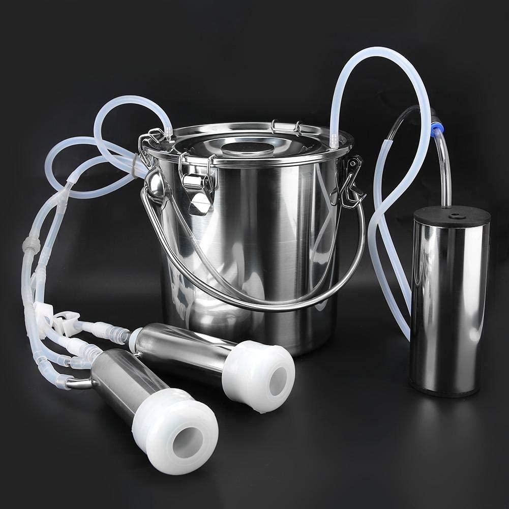 HEEPDD 5L Electric MilMachine Kit, Minitype Portable  Steel Double Head Milker Machine Household Electric Sheep Goat Cow MilMachine (for Cow US Plug)
