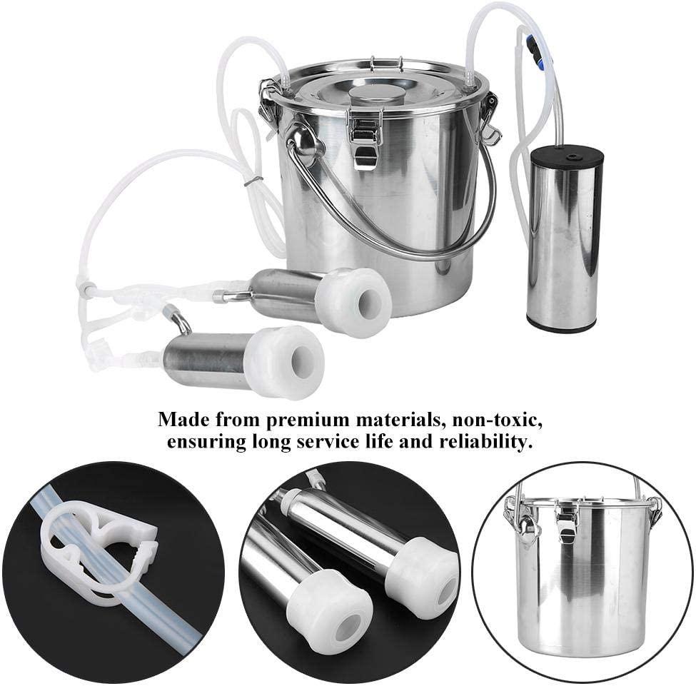 Electric MilMachine Kit,5L Portable  Steel Household High Configuration Double Head Electric MilMachine with Vacuum-Pulse Pump for Sheep Goat Cow(cow)
