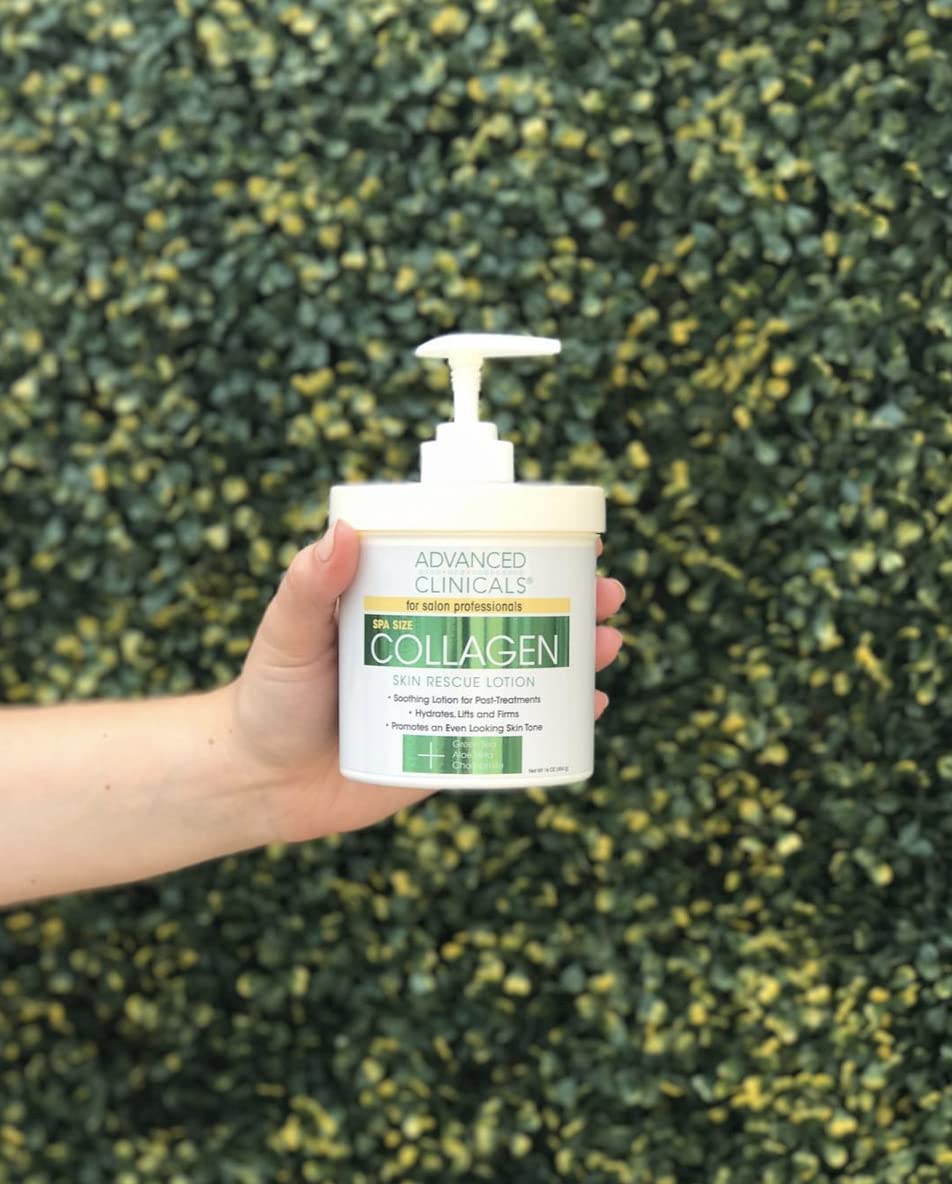 Advanced Clinicals Collagen Lotion Dry Skin Rescue Face &amp; Body Moisturizing Skin Care Cream For Lifting, Firming, &amp; Tightening Skin. Anti Aging Skincare Moisturizer Helps Hydrate Skin, Large 16 Ounce