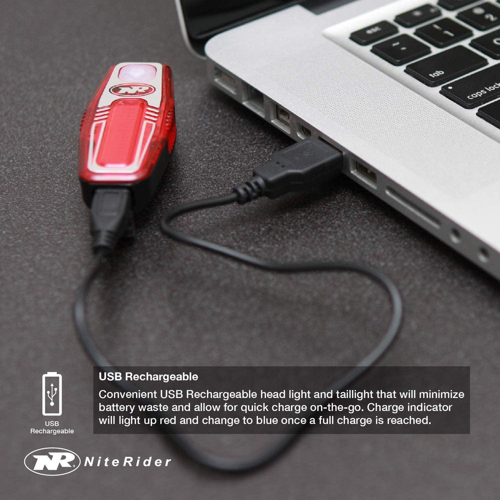 NiteRider Lumina Micro 900 Front Bike Light Sabre 110 Rear Bike Light Combo Pack- USB Rechargeable Bicycle Headlight LED Front Light Water Resistant Mountain Road City Commuting Cycling Safety Flash