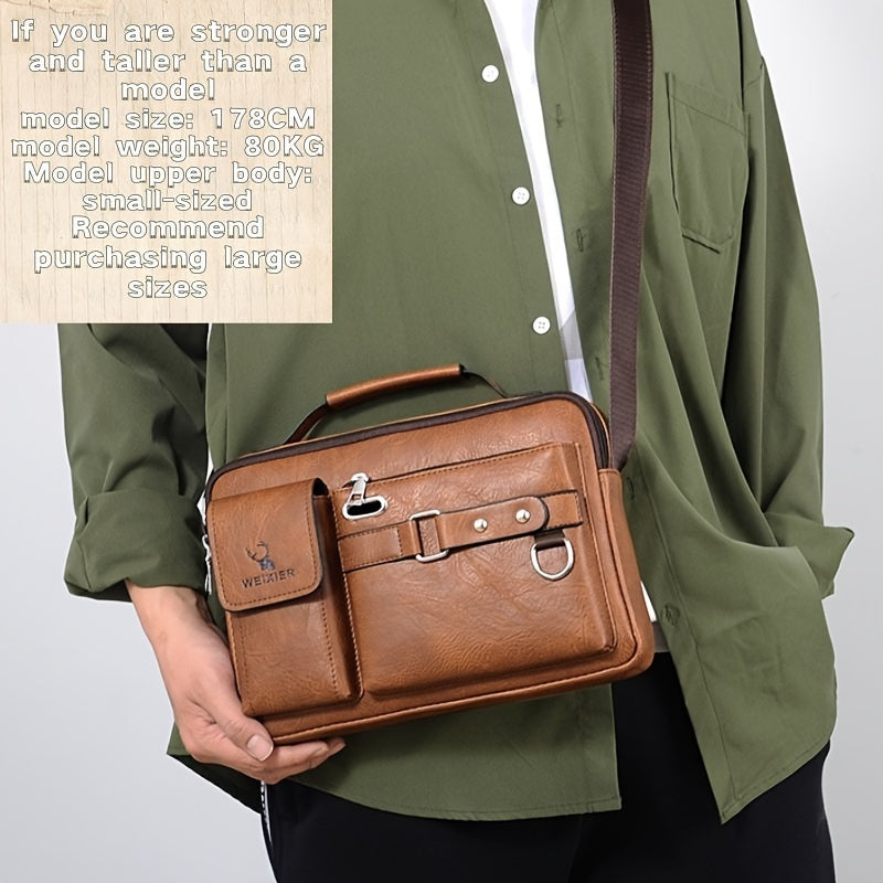 【WEIXIER】 Men's PU Material Crossbody Bag Men's Business Crossbody Bag Portable Shoulder Bag Casual Bag Men's Bag Gift For Father /Anniversary