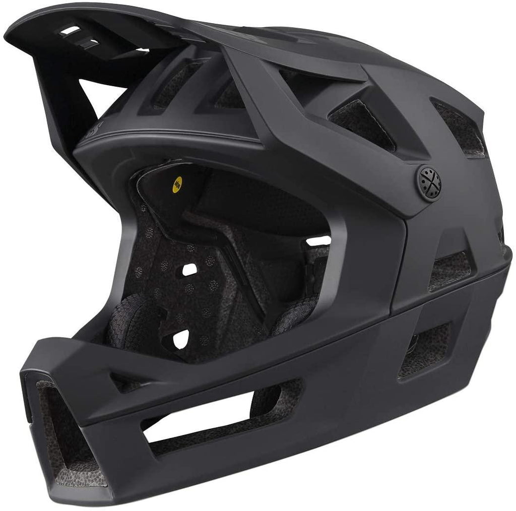 IXS Trigger FF MIPS Black Helmet (Small: 54-58cm), MIPS Brain Protection System, 360° Inmould Shell, Adjustable Straps, Magnetic Closure, Goggle Compatible Visor, ASTM for DH on Frontal Impact