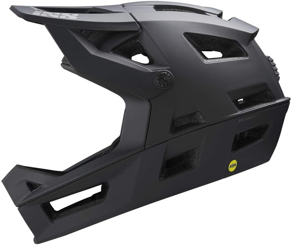 IXS Trigger FF MIPS Black Helmet (Small: 54-58cm), MIPS Brain Protection System, 360° Inmould Shell, Adjustable Straps, Magnetic Closure, Goggle Compatible Visor, ASTM for DH on Frontal Impact