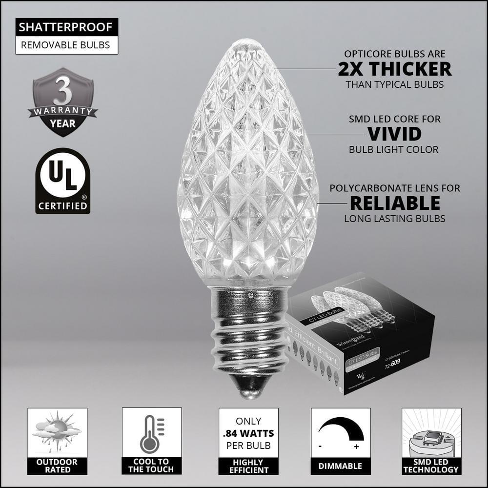 OptiCore 49 ft. 50-Light LED Red and Green Faceted C7 String Light Set