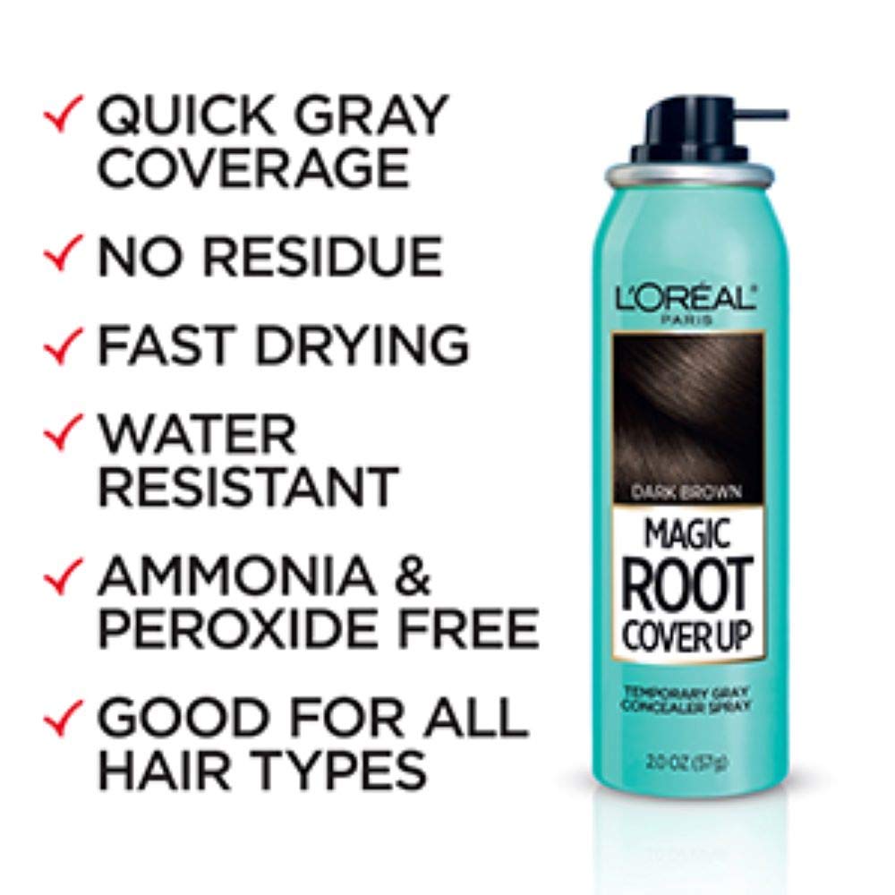 L'Oreal Paris Magic Root Cover Up Gray Concealer Spray Light Brown 2 oz.(Packaging May Vary)