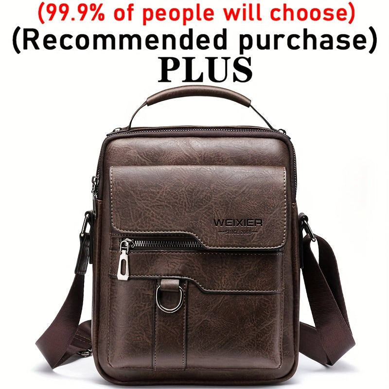 WEIXIER 1/2pcs Crossbody Bag, Men's Shoulder Bag, Retro Faux Leather Vertical Business Casual Satchel Bag, Men's Gift For Father/Anniversary