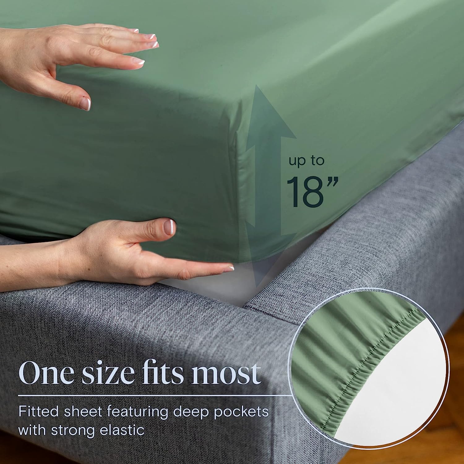 LuxClub 7 PC Split King Sheet Set Bamboo Sheets Deep Pockets 18" Eco Friendly Wrinkle Free Cooling Sheets Machine Washable Hotel Bedding Silky Soft - Tree Moss Green Split King
