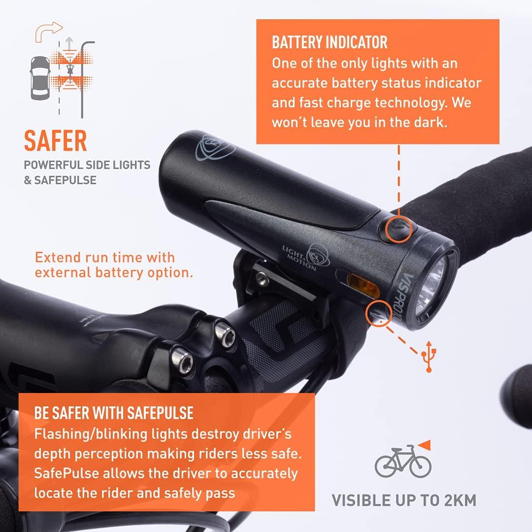 Light & Motion Vis Pro 1000 Blacktop, Light up The Road with 1000 lumens of raw Power, or Switch to SafePulse Mode for max Daytime Safety. Industry-Leading Reliability, Easy mounting, 4 Modes.