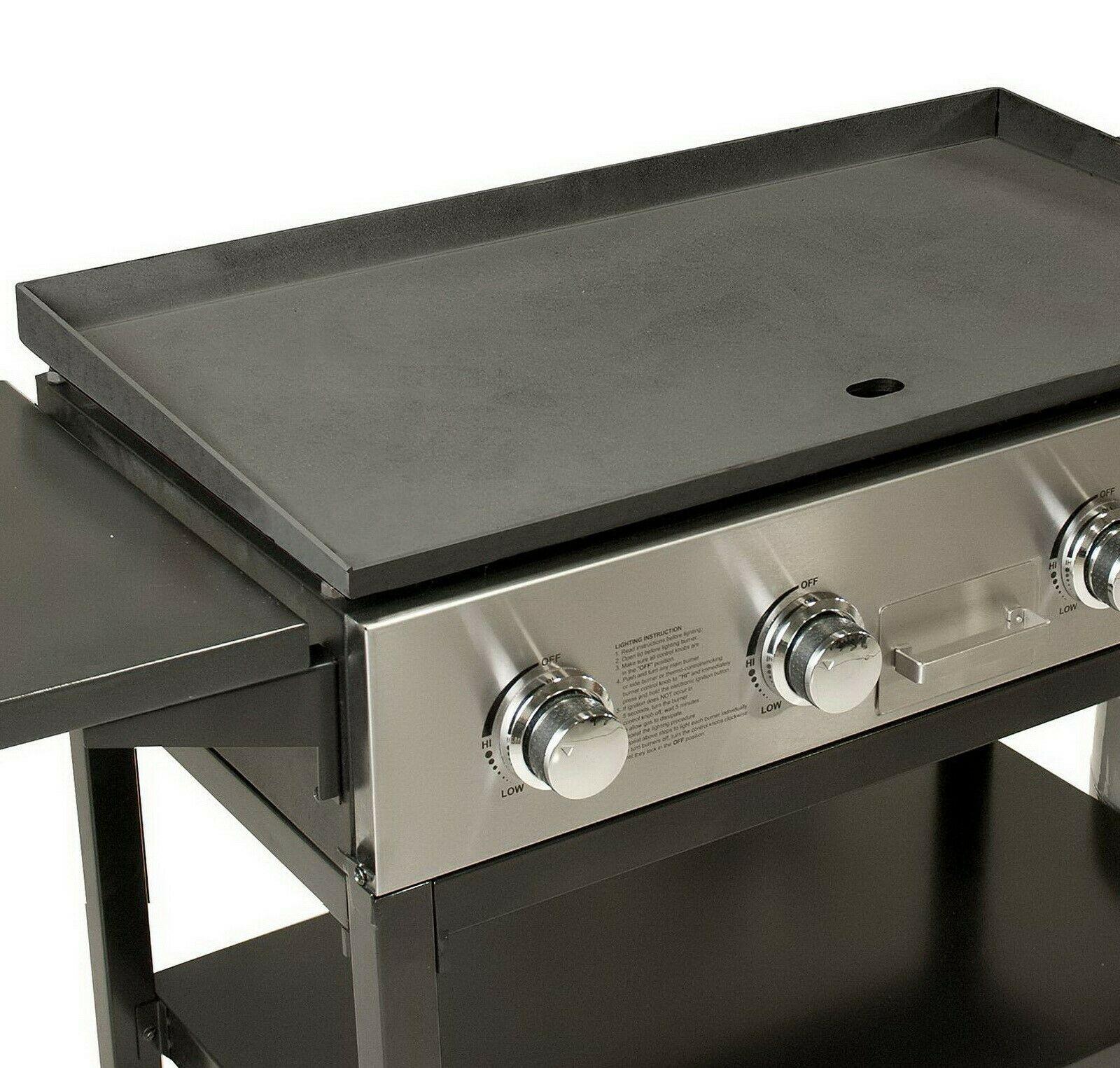 4 Burner Outdoor LP Gas Grill Griddle Top Portable Rolling 720 sq inch Propane