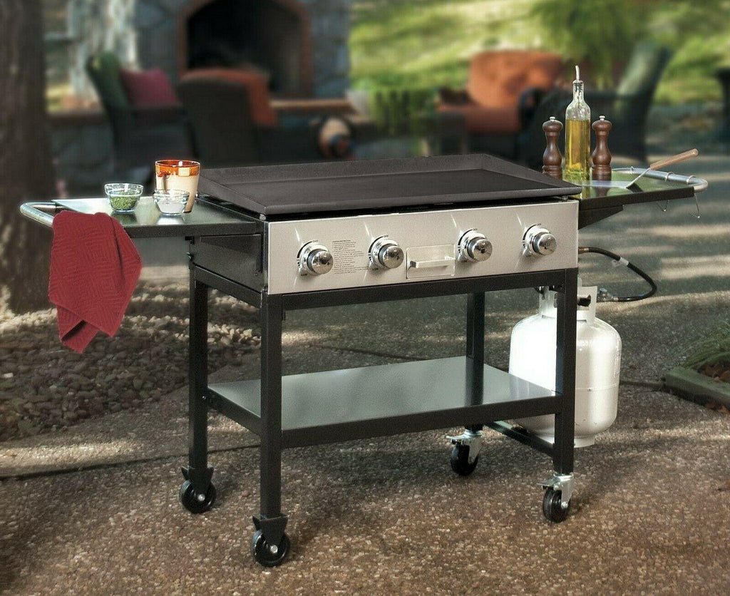 4 Burner Outdoor LP Gas Grill Griddle Top Portable Rolling 720 sq inch Propane