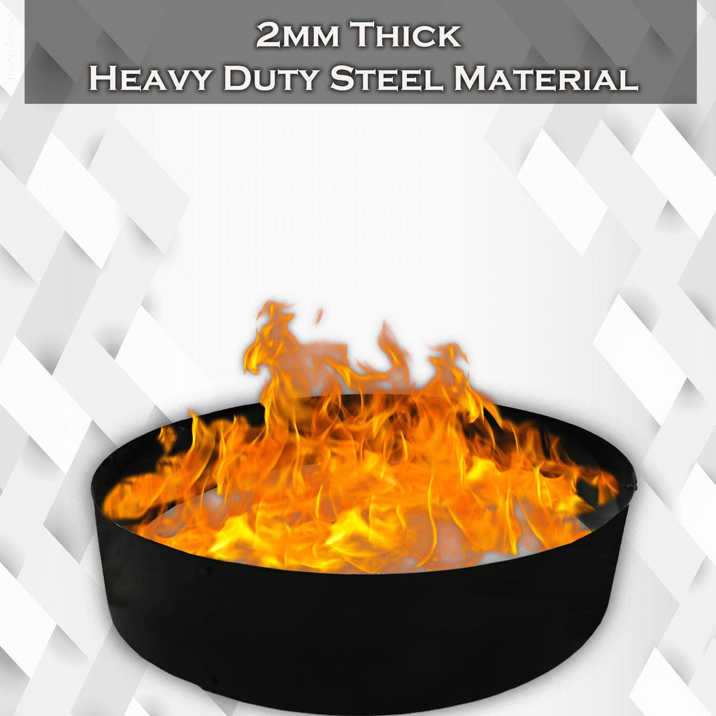 2mm thick Steel Campfire Fire Ring Solid  - Power coated - Lar60 d x 12