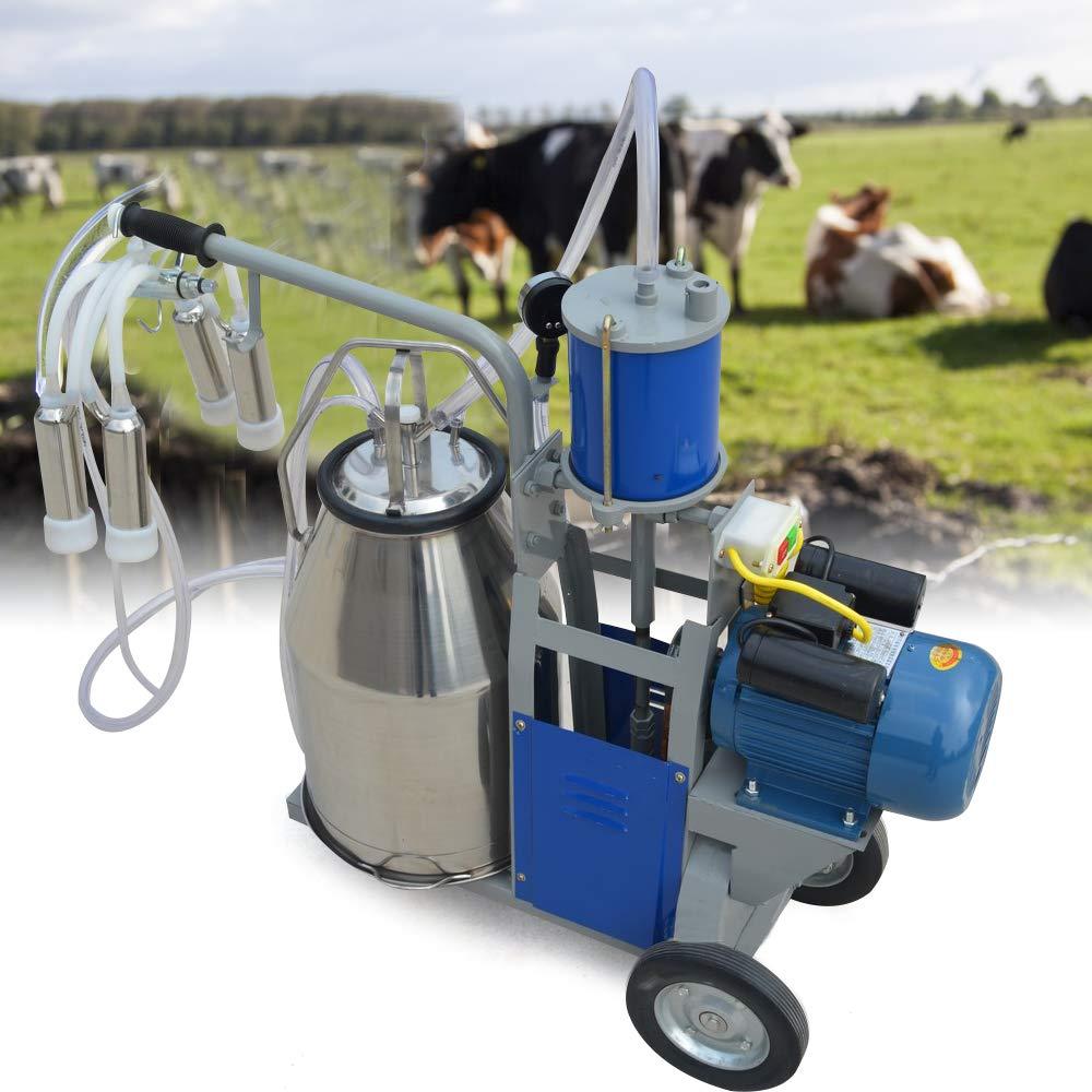 MilMachine,25L Auto Electric Cow Milker, Steel MilEquipment,MilPump with Bucket,Bucket Vacuum Piston Pump for Farm Cow Cattle