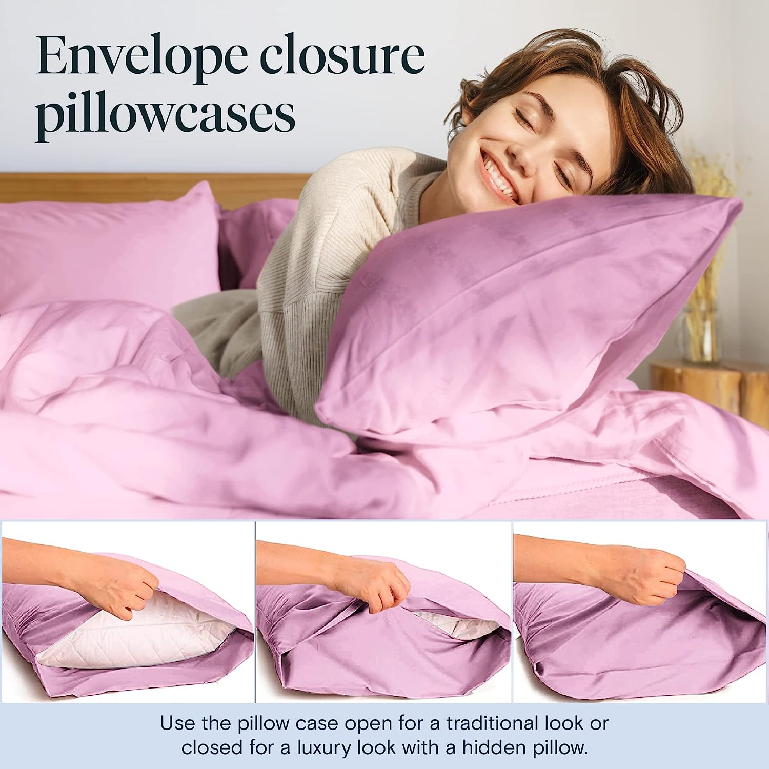 LuxClub 7 PC Split King Sheet Set Bamboo Sheets Deep Pockets 18" Eco Friendly Wrinkle Free Cooling Sheets Machine Washable Hotel Bedding Silky Soft - Light Plum Split King