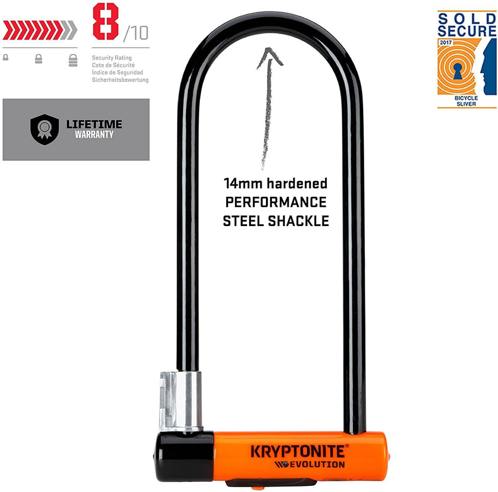 Kryptonite Evolution Series-4 LS Heavy Duty Bicycle U Lock Bike Lock with Transit FlexFrame Bracket (4-Inch x 11.5-Inch)