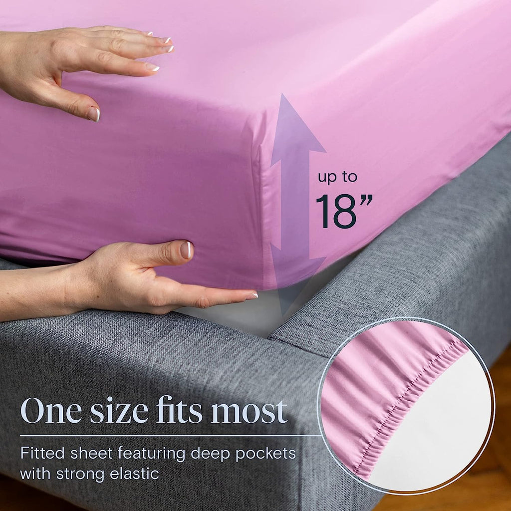 LuxClub 6 PC California King Size Sheet Set Bamboo Sheets Deep Pockets 18" Eco Friendly Wrinkle Free Cooling Sheets Machine Washable Hotel Bedding Silky Soft - Light Plum California King
