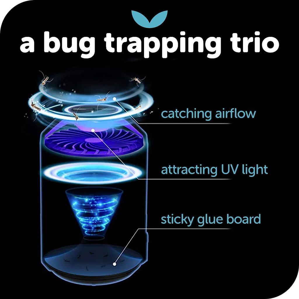 Katchy Indoor Insect Trap - Catcher &amp; Killer for Mosquitos, Gnats, Moths, Fruit Flies - Non-Zapper Traps for Inside Your Home - Catch Insects Indoors with Suction, Bug Light &amp; Sticky Glue (Black)