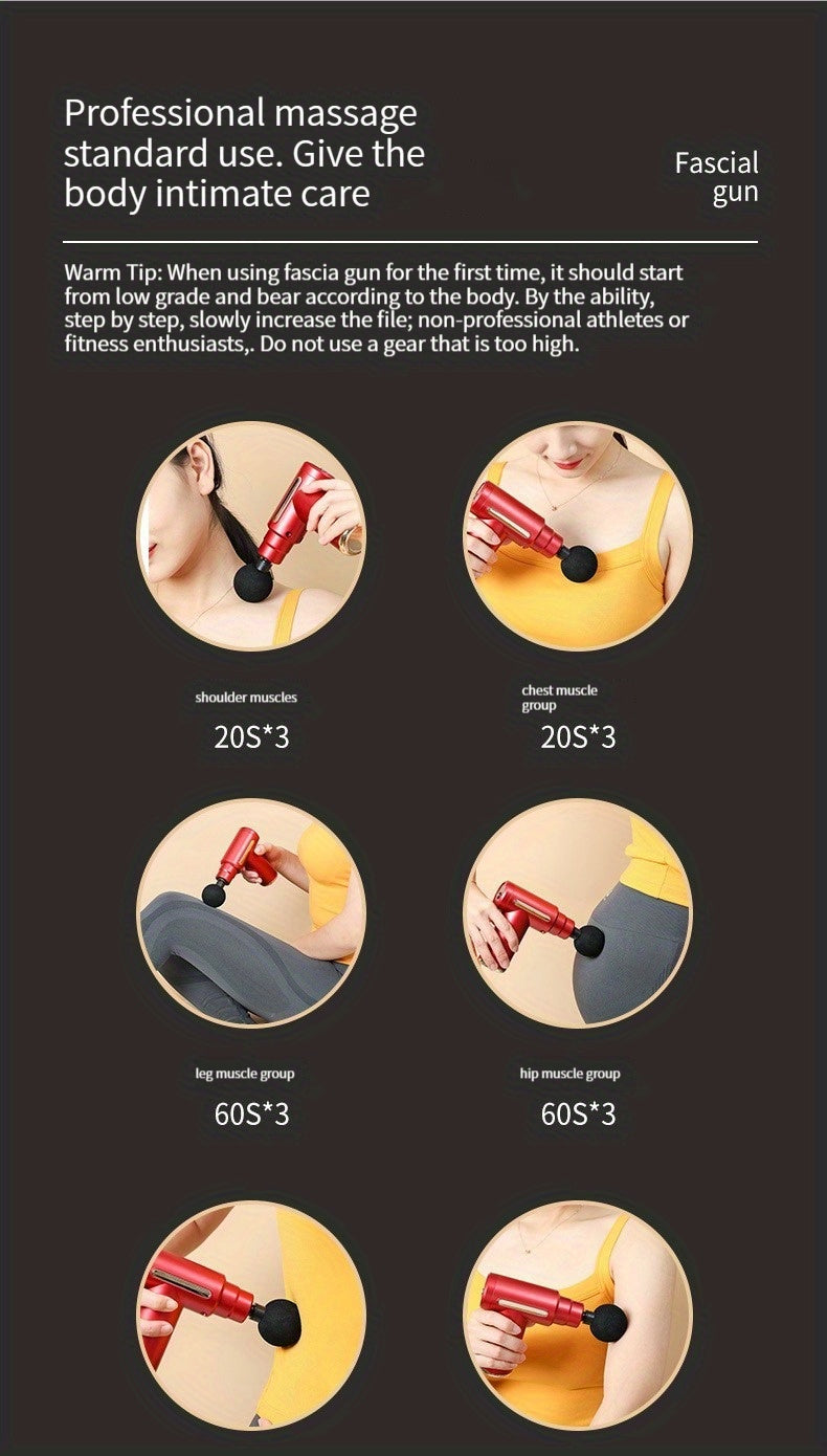 MassaGun, Deep Tissue Muscle Handheld Percussion Massager For Body, Back And Neck Relaxation, Compact Elegant  For Women