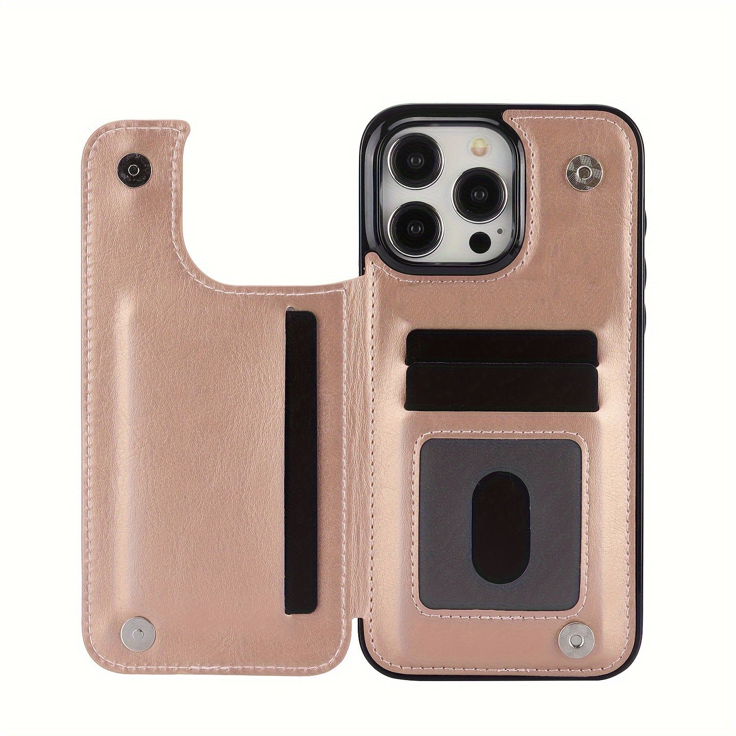 For  15/ 14/ 13/ 12/ 11 Pro Max/ Mini/ XR/ XS Max/ SE 2022/2020/ 7/ 8 Plus Wallet Case With Card Holder, PU Faux Leather Kickstand Card Slots Case, Double Magnetic Clasp And Durable Shockproof Cover