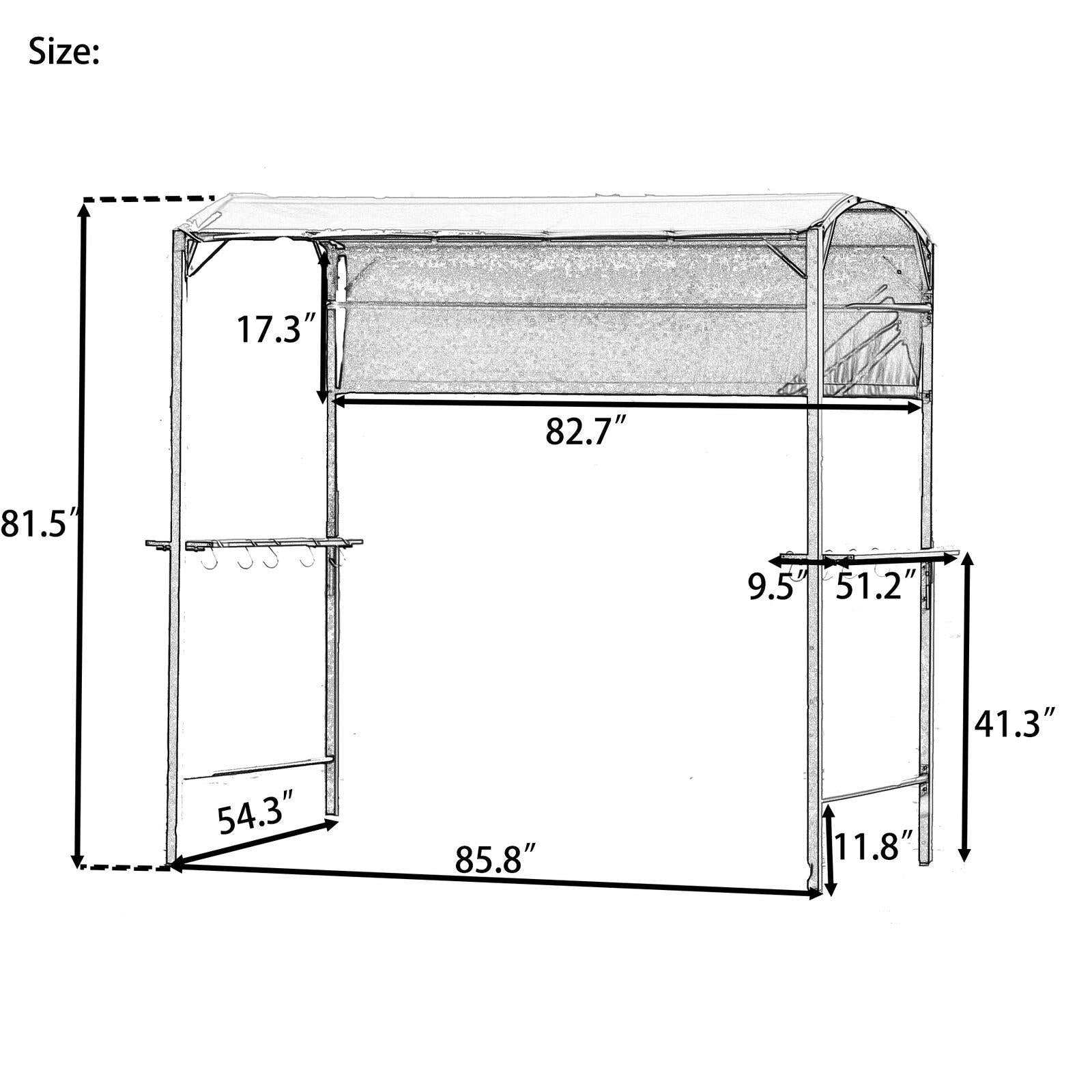 Steel Backyard Patio BBQ Grill Gazebo with Side Awning Bar Counters Hooks YO