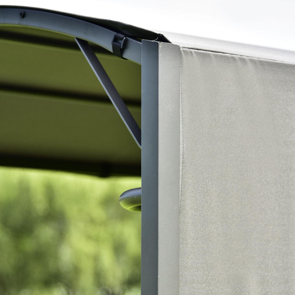Steel Backyard Patio BBQ Grill Gazebo with Side Awning Bar Counters Hooks PP