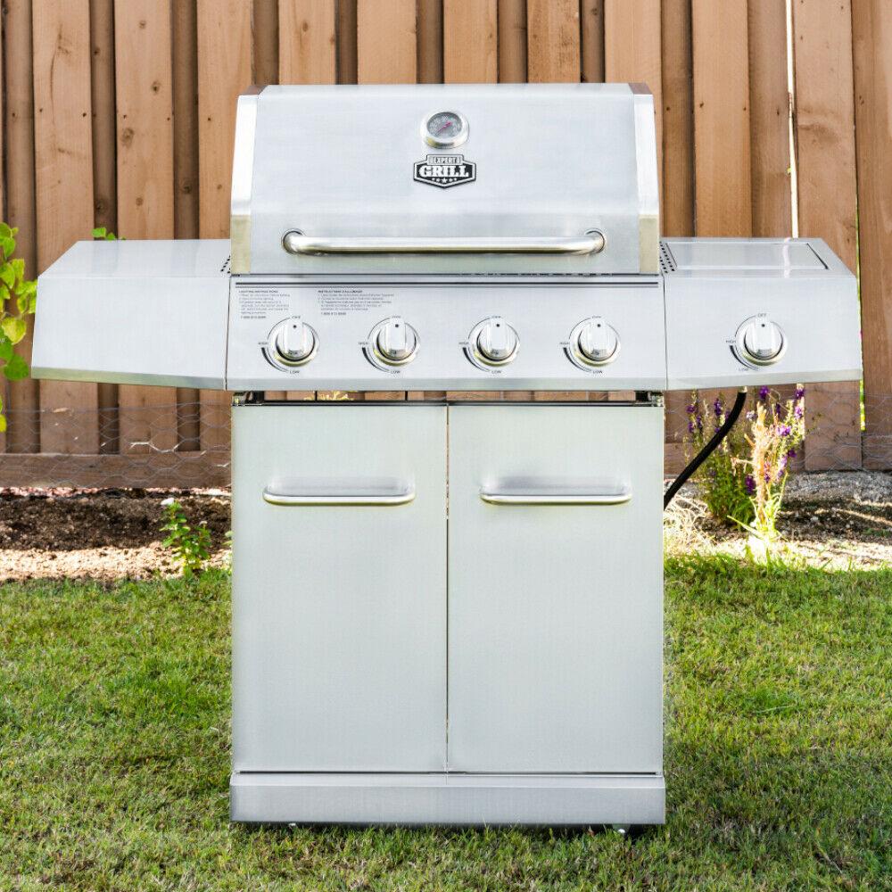 Gas Grill  Steel 4 Burner Outdoor Patio Grill Propane Barbeque Grill