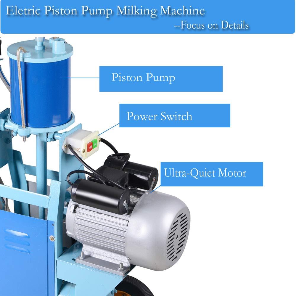 Electric MilMachine 1440rmp Pulsation Vacuum Pump Milker for Livestock Farm Automatic Cow Goat MilSuction Machine with 25L/6.6Gallon  Steel Bucket 110V(Deliver Within 3-7Days)