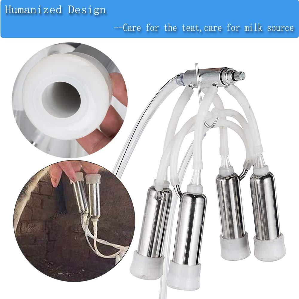 Electric MilMachine 1440rmp Pulsation Vacuum Pump Milker for Livestock Farm Automatic Cow Goat MilSuction Machine with 25L/6.6Gallon  Steel Bucket 110V(Deliver Within 3-7Days)