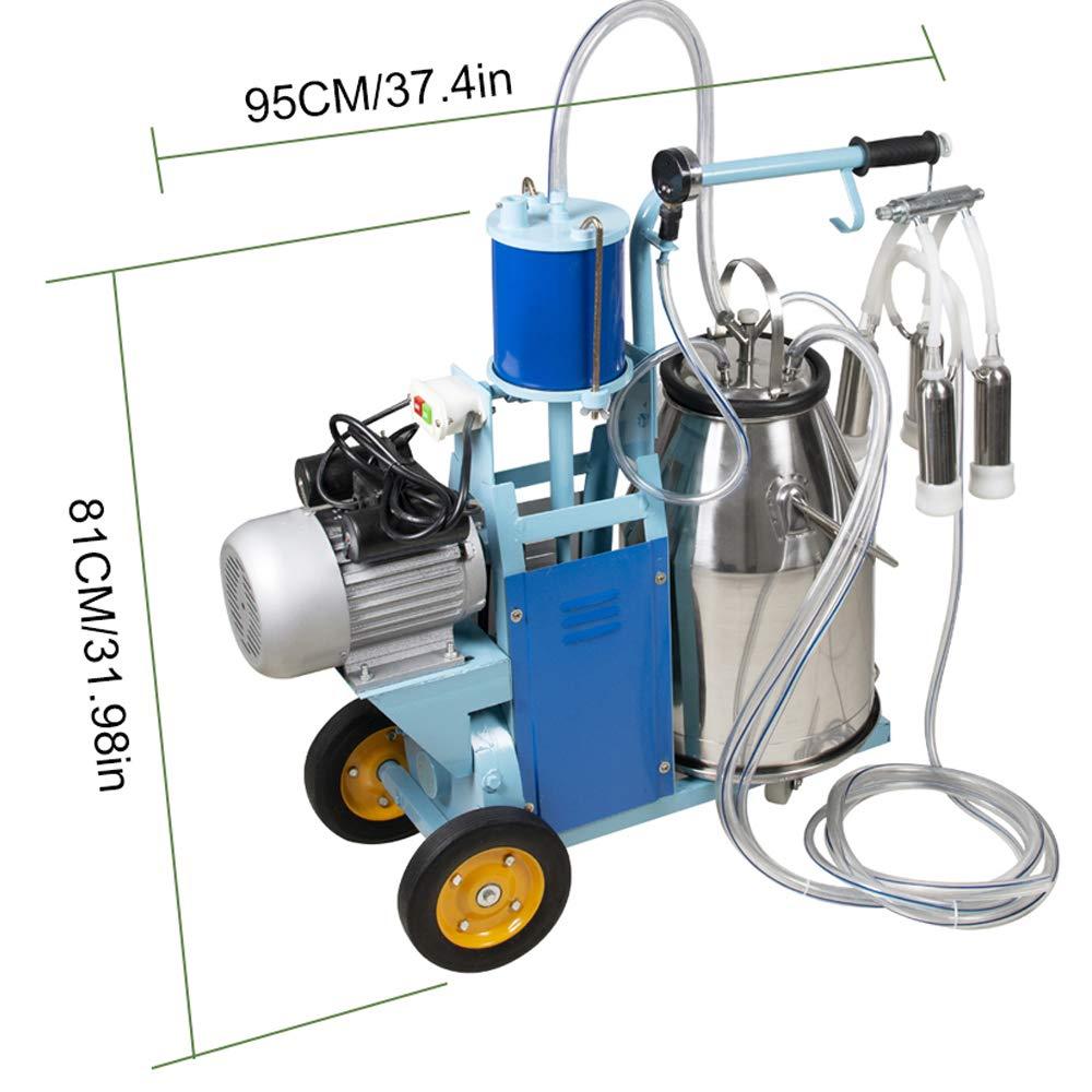 Portable Cow MilMachine 25L Electric MilMachine Pulsation Vacuum Pump Cows Milker with  Steel Bucket 10-12Cows/hour 110V