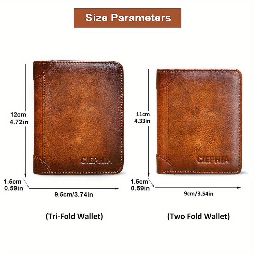1pc Genuine Leather Rfid BlocWallets For Men, Retro Thin Short Multi-functional ID Credit Card Holder, Gifts To Men On Valentine's Day