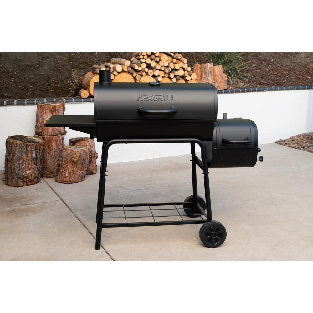 Charcoal Grill Barrel BBQ Smoker Combo Heavy Duty Steel Outdoor CooBlack