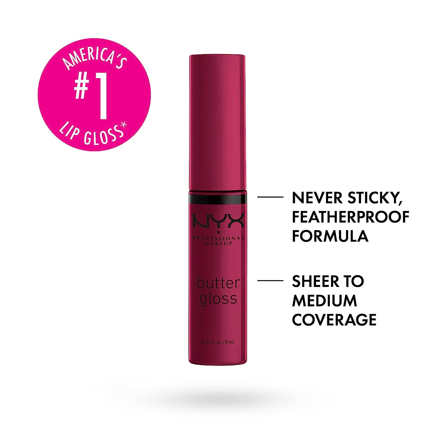 NYX PROFESSIONAL MAKEUP Butter Gloss, Non-Sticky Lip Gloss - Devil's Food Cake (Deep Plum)