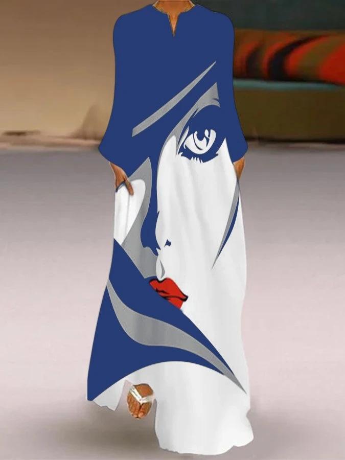Fashion Loose Print Temperament A-Line Dress