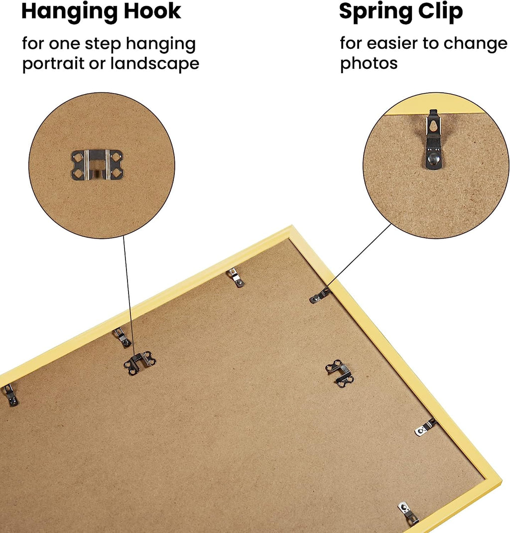 upsimples 13x19 Picture Frame Set of 5,Display Pictures 11x17 with Mat or 13x19 Without Mat, Wall Gallery Photo Frames,Gold