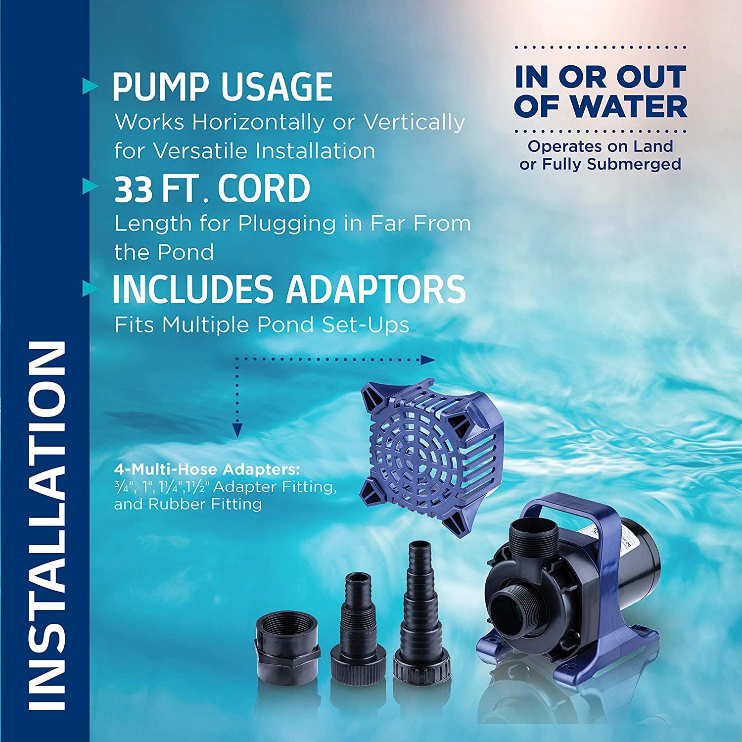 Alpine Corporation Alpine PAL2100 Cyclone Pump-2100 GPH-for Fountains, Waterfalls, and Water Circulation Pond Pump, 8"L x 5" W x 6"H, Black & Blue