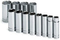 SK Professional Tools 4822 12-Piece 1/2 in. Drive 6-Point Deep Metric Socket Set - Chrome Socket Set with Super Chrome Finish | Set of 12 Sockets Made in USA