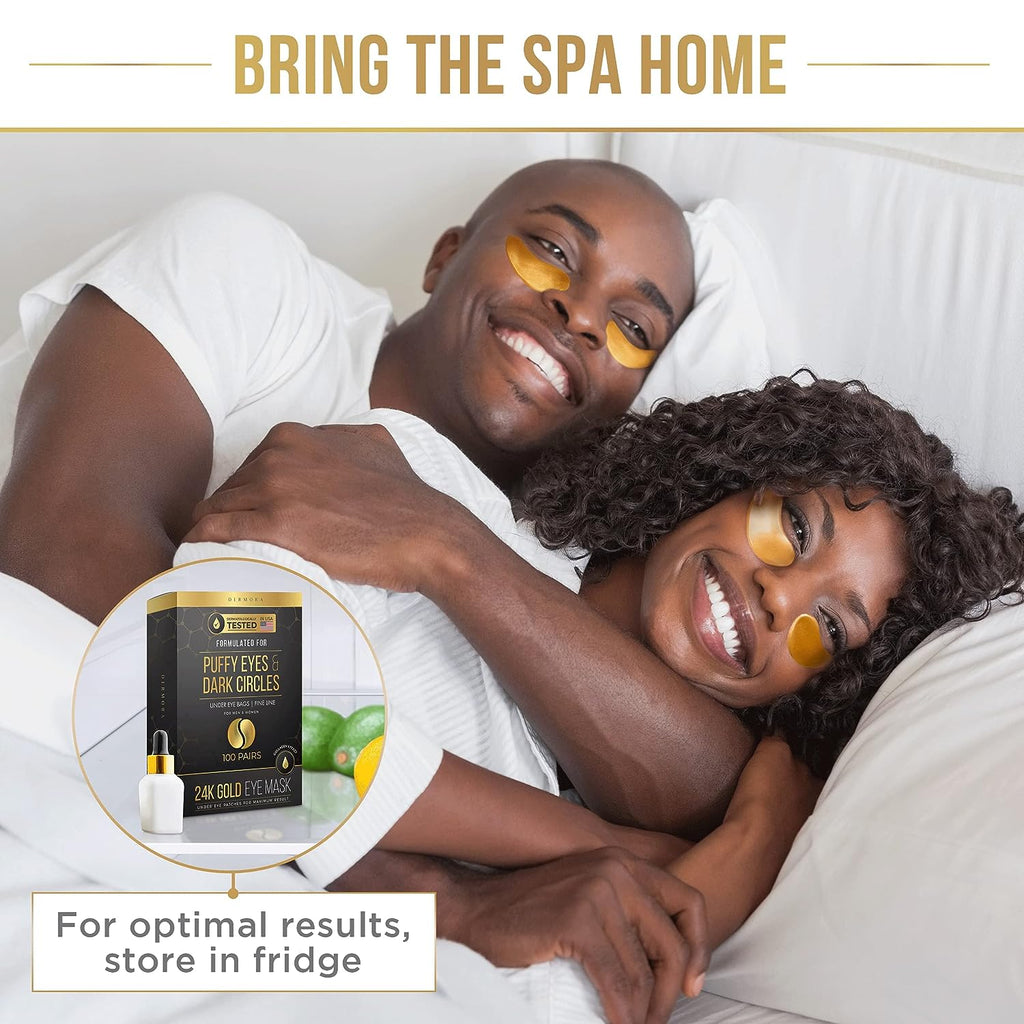 DERMORA Skin Treatment Mask 24K Gold Eye Mask - 50 Pairs Eye Gels - Rejuvenating Treatment for Dark Cirlce,Puffiness,Refresh,Revitalizing,Travel,Wrinkles
