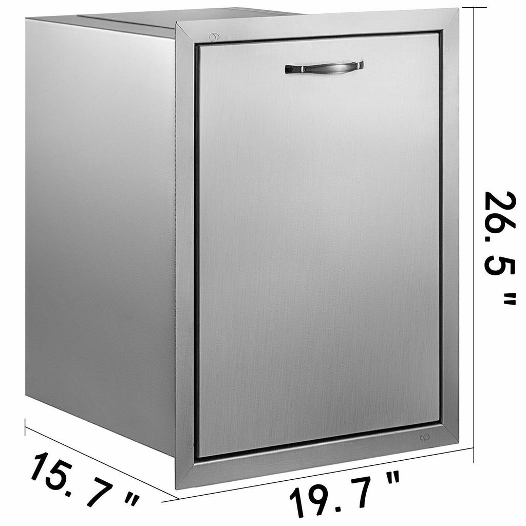 19.6x26.5 Inch Slide Out Trash Drawer BBQ Island Drawer Narrow Trash Bin w/ Ring