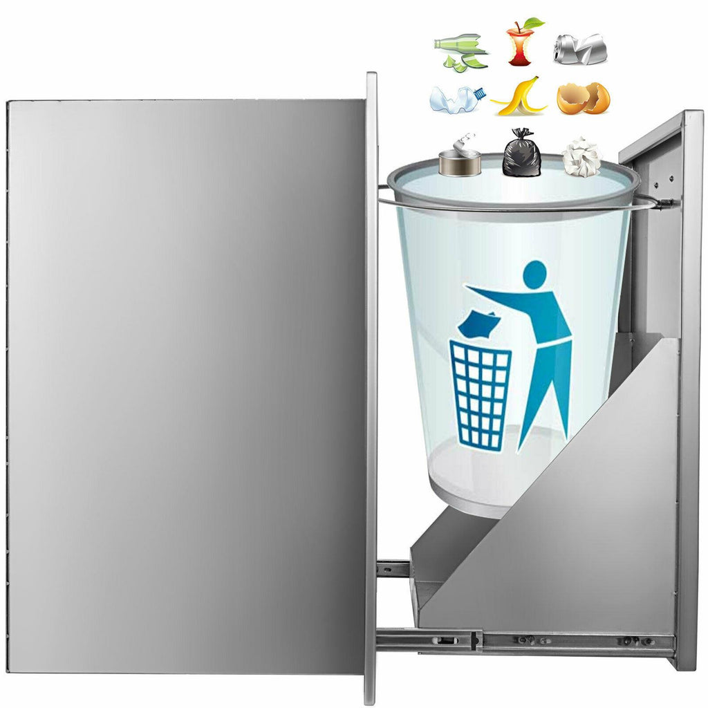 19.6x26.5 Inch Slide Out Trash Drawer BBQ Island Drawer Narrow Trash Bin w/ Ring