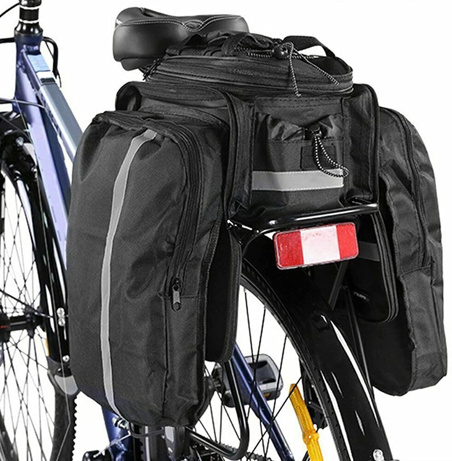 Bike Bag Bike Rear Pannier Bag Large Capacity Waterproof Multi-Function Bicycle Rack Rear Carrier Bag Expandable Bike Tail Seat Trunk Bag with Shoulder Strap Bicycle Accessories ( Color : As shown )