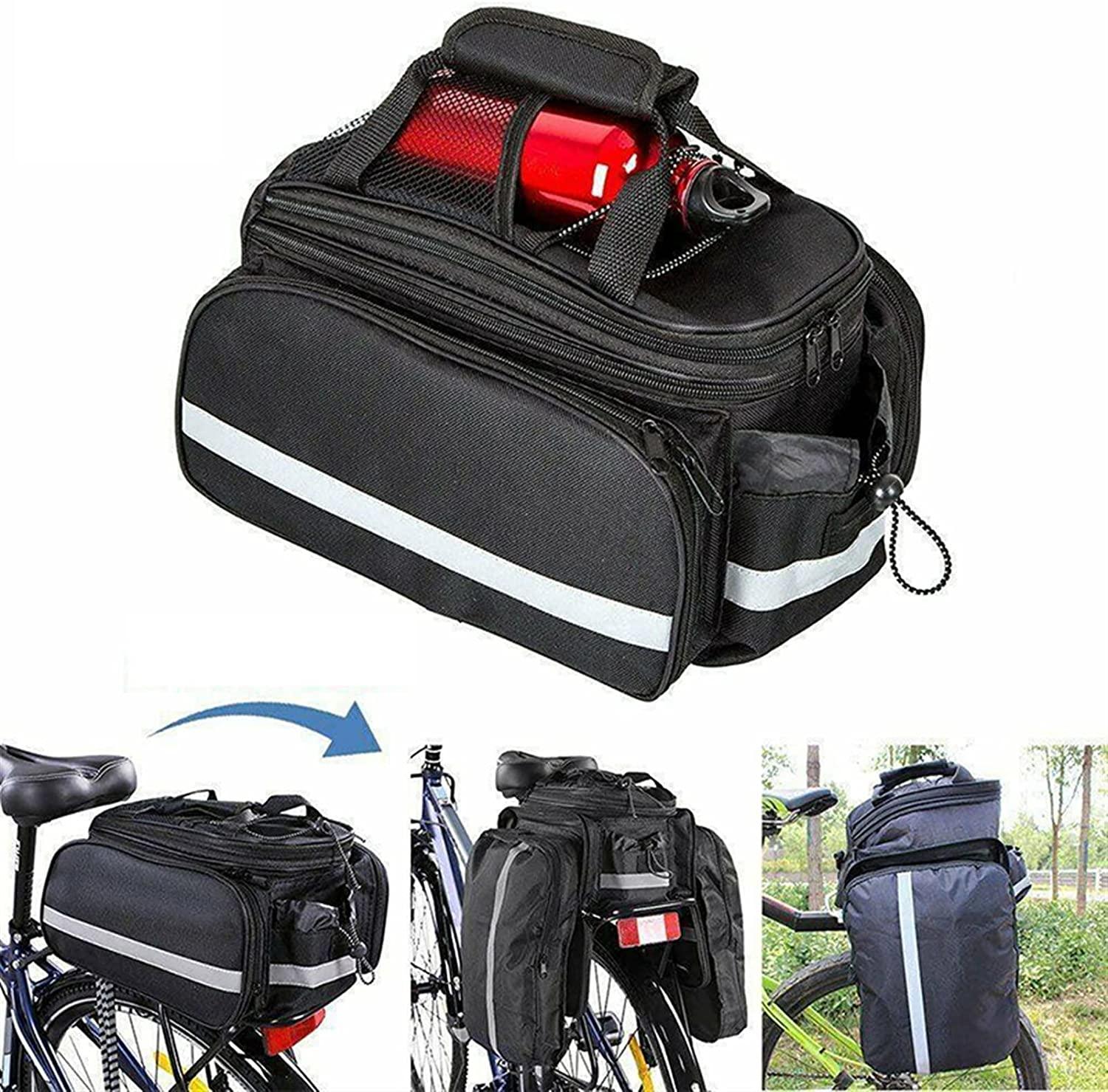 Bike Bag Bike Rear Pannier Bag Large Capacity Waterproof Multi-Function Bicycle Rack Rear Carrier Bag Expandable Bike Tail Seat Trunk Bag with Shoulder Strap Bicycle Accessories ( Color : As shown )