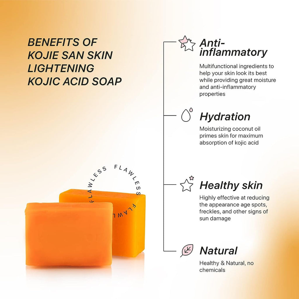 KOJIE SAN FACE &amp; BODY SOAP - 5 Pack of Kojie San Skin Lightening Kojic Acid Soap (2 Bars per pack) 65g - SUPER SAVINGS