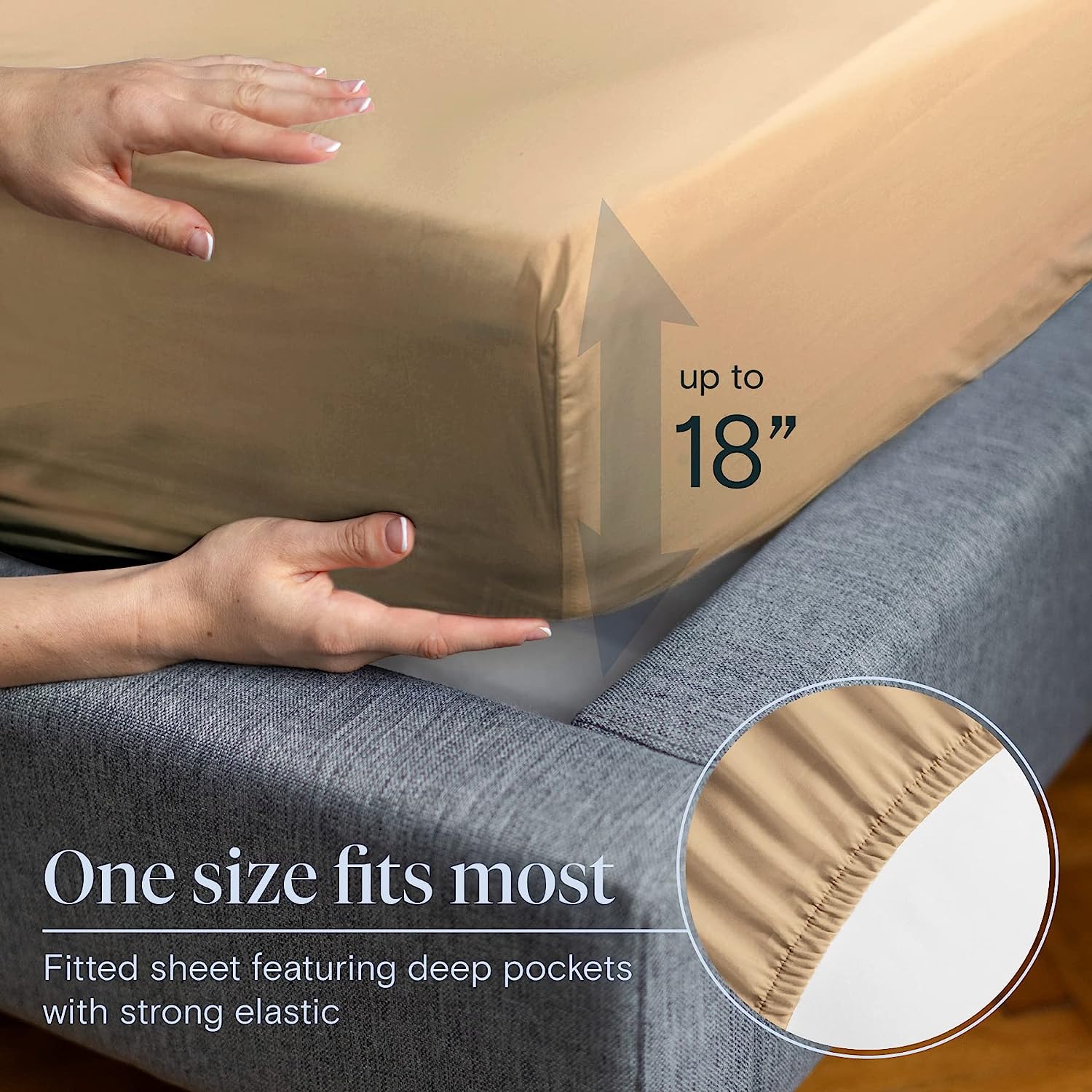 LuxClub 6 PC California King Size Sheet Set Bamboo Sheets Deep Pockets 18" Eco Friendly Wrinkle Free Cooling Sheets Machine Washable Hotel Bedding Silky Soft - Mocha California King
