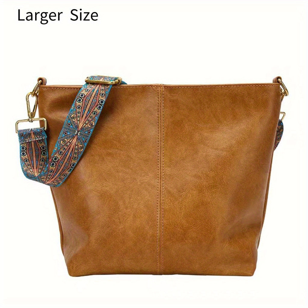 Geometric Strap Hobo Bag, LarCapacity Crossbody Bag, Women's Retro Style Shoulder Bag