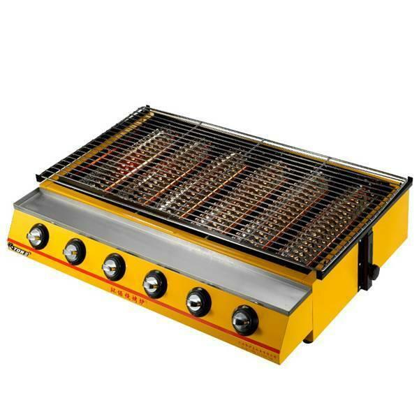 1pc Commercial 6 head gas-fired grill smokeless barbecue machine